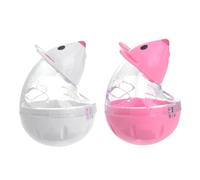 Alasum 2pcs Cat Interactive Mouse Shape Automatic Leakage Pet Feeder with Tumbler Rolling Function for Indoor Cats and Pets