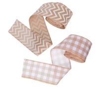 Alasum 2pcs Christmas Burlap Ribbon Rolls 6cm Wide Classic Plaid Pattern Imitation Linen Material Versatile and Easy to Use for Holiday Decorations and Indoor Wreath Making with Rustic