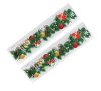 Alasum 2pcs Christmas Wall Stickers Green PVC Xmas Elements Sticker with No Residue and Easy to Use for Home Christmas Decoration
