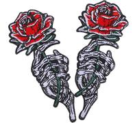 Alasum 2pcs Flower Iron on Patch, Fabric Floral Applique, Black Iron-on Embroidered Patch, Easy-to-Apply for Summer Dresses, Home Textiles, Fashion and Home Decor, Dw9015-8