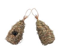 Alasum 2pcs Handwoven Grass Bird Nest Hut Artificial Bird Nest Lightweight Garden Decoration Hanging Shelter Cozy Resting Place for Hummingbirds