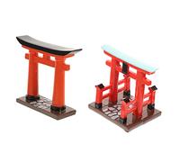 Alasum 2Pcs Japanese Miniature Gate Ornaments House Decor Statues for Micro Landscape Durable Decorative Accessories for Dollhouses and Zen Gardens