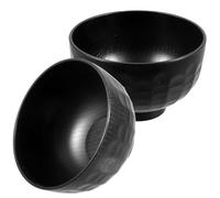 Alasum 2pcs Japanese Style Soup Bowls Black Rice Bowls Practical for Hot and Cold Food Serving Traditional Kitchen Dining