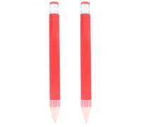 Alasum 2pcs Large Wooden Red Pencils 35cm Long for Writing and Drawing with Fine Detail, Featuring Large Eraser on Top and Plastic Case, for Performance Props and Activities Prizes