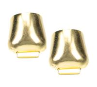 Alasum 2pcs Medium Iron Cowbells with Handle, Thickened Golden Metal Jingle Bells for Livestock, Outdoor Sporting Events, Camping and Farm Use