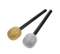 Alasum 2pcs Microphone Prop Glitter Fake Mic for Halloween Party Decorations Vintage Style Lightweight Karaoke Toy for Stage Costumes and Social Events