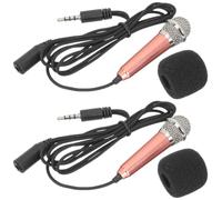 Alasum 2pcs Mini Microphones Portable Tiny Vocal Mic for Phone Laptop Compact Play No External Power Required for Outdoor Ktv Singing Recording