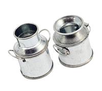 Alasum 2Pcs Mini Milk Jugs Iron Flower Pots Decorative Buckets for Micro Landscape Dollhouse for Dried Flowers Miniature Gardens Organize Items