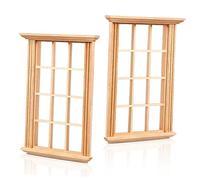 Alasum 2Pcs Miniature Dollhouse Window Frame Model Scale Lifelike Twelve Lattice Design for Doll House Decoration and Photography Props