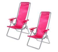Alasum 2Pcs Miniature Folding Chairs Fade-Resistant Beach Chair Ornaments for Dollhouse Displays and Garden Decor