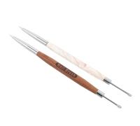 Alasum 2pcs Nail Carving Pen Dual Head Nail Art Pen Wood and Acrylic Handle Gel Mixing and Gradient Shading Salon and Home