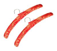 Alasum 2pcs Non-slip Bride Coat Hangers with Cloth and Foam Material, Elegant Chinese Character Design for Bedroom and Scene Decor, Stylish Red Decorative Wedding Dress Hangers