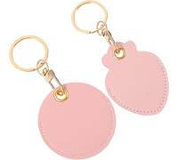 Alasum 2pcs RFID Key Fob Pu Case with Keychain Structure Design and Pendant Function, Pink Protective Cover for Key Bags and Access Cards, Practical and Stylish Keychain Accessory