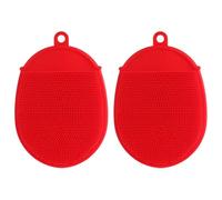 Alasum 2pcs Silicone Body Scrubbers with Handheld Size for Family Bath Use and Traveling, Red Bath Massage Brush with Unique Design for Gentle Exfoliation and Comfortable Massage
