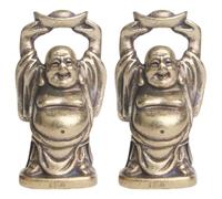 Alasum 2pcs Small Maitreya Brass Buddha Figurine Desktop Art Decor