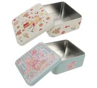 Alasum 2pcs Small Tin Boxes with Lid, 3d Embossed Pattern Metal Boxes for Cookie Packaging, Protection against Crushing and Preserves Freshness, Simple and Elegant Design for Birthdays