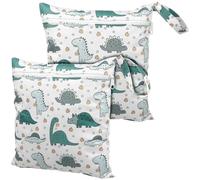 Alasum 2pcs Wet Bags with Cute Dinosaur Patterns, and Lightweight Polyester Diaper Pouches, Easy to Wash and Waterproof for Carrying Wet Towels and Swimsuits