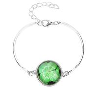 Alasum 2pcs Women Bracelet Set Featuring Lightweight Glass and Metal Clover Bracelets, Comfortable the Touch and Stylish Accessories for Christmas and New Year Gifts