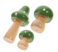 Alasum 3 Pcs Mini Wooden Mushroom Desktop Ornament Set in Green, Realistic Simulated Mushroom Sculptures Made of Wood with Fine Workmanship, Practical Decorative Figurines for Home,