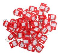Alasum 35pcs Key Label Tags with Plastic Cover and Keyring for Organization Abs Material Red Colour Portable Key Labels with Blank Space for Marking and USB Flash Drives