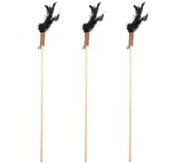 Alasum 3pcs Cat Wands Kitten Reducing Boredom and Stress Cute Cartoon Design Wood Plume Bells 22.01x0.71x0.71in Household Play for Kitten Pets