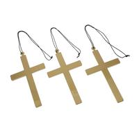 Alasum 3pcs Crucifix Necklace for Men with Smooth Finish and Golden Plastic Material, Elegant Clerical Design Suitable for Church Services and Sermons, Prevents Snagging and Features