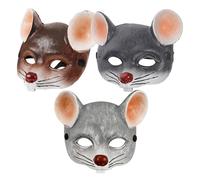 Alasum 3pcs Halloween 3d Pu Foam Rat Masks Set - Realistic Animal Face Costume Masks and Adults, Light Grey, Dark Grey and Brown for Carnival, Christmas, Halloween Party Play