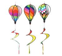 Alasum 3Pcs Hot Air Balloon Wind Spinners Set with Rainbow Striped, Wavy, and Checkered Designs - Outdoor Hanging Garden Decorations for Patio, Lawn, and Yard