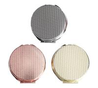 Alasum 3pcs Metal Medicine Organizer Round Portable Storage Container with Mirror, Alloy and Plastic, 3 Compartments, Airtight Seal, Impact Resistant, for Travel