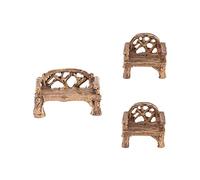 Alasum 3Pcs Mini Garden Furniture Resin Craft Ornament Includes Mini Bench Chairs for Garden Decor for Micro Landscapes for Bonsai and Use