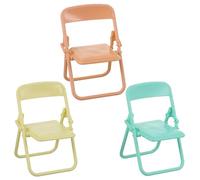 Alasum 3pcs Mini House Chair Model Set - Foldable Simulation Dollhouse Armchairs in Yellow, Green, and Pink - Miniature Folding Chairs for Dollhouse Furniture Accessories and Indoor Play