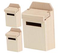 Alasum 3pcs Mini Mailbox Ornament Shape Little Cute Vintage Craft Adults Decorative Tiny House to Small Miniature Mailbox Lovely Miniature Mailbox Khaki Wooden