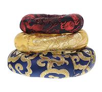 Alasum 3pcs Tibetan Singing Bowl Mat Chinese Embroidery Buddhist Meditation Pad Bowl Pillow Luck Pattern