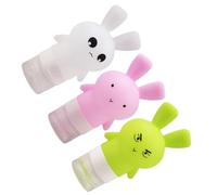 Alasum 3pcs Travel Lotion Squeeze Bottles with Bunny Design Refillable Silicone Tubes for Shampoo Cream and Skincare Easy-control Dispensing for Flight-approved Toiletries