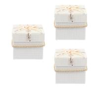 Alasum 3pcs White Square Gift Boxes for Candies and Crafts, Handy Paper and Plastic Packaging Boxes with Classic Pattern, for Christmas, Shops and Birthday Gift Wrapping