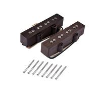 Alasum 4 String String Electric Bass Guitar Pickup Set with Mounting Screws Alnico Pickups for Neck and Bridge Replacement Wax Potted for Noise Reduction Grain Finish