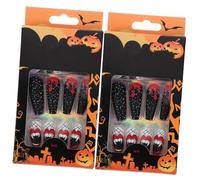 Alasum 48pcs Press on Nails Fashion False Nail Plastic 2 Boxes for Halloween Party People of Different Finger Sizes