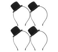 Alasum 4pcs Black Mini Top Hat Headband Party Costume Hat Lightweight Comfortable Fit Vintage Victorian Style Fascinator Headpiece for Women Vintage Wedding Events