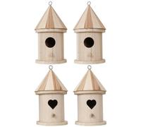 Alasum 4pcs DIY Wooden Bird House Set for Garden Decoration, Beige Synthetic Material Nesting Boxes with Delicate Appearance to Promote Nesting and Provide Resting for Birds