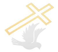 Alasum 4pcs Gold Base Dove Cross Cake Decorations, Acrylic Baptism Cake Toppers for Christening, Shower and Holy Communion Party Supplies