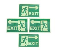 Alasum 4pcs Luminous Exit Sign Stickers with Polyethylene Reflective Film, Self-adhesive Safety Labels for Indoor and Outdoor Use, Green Glow in The Dark Signs for Emergency Situations