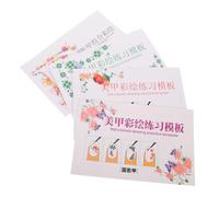Alasum 4pcs Nail Design Paper Practice Book for Beginners with Multi-layer Pages Compatible with Water and Marker Pens, for Self-learning at Home and Daily Skill Consolidation in Nail
