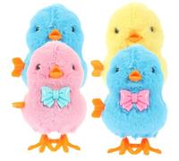 Alasum 4pcs Wind up Plush Chick, Cartoon Design Educational Plaything with Hopping Function, Wind-up Animal for Easter Egg Hunt and Play Random Color