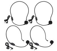 Alasum 4pcs Wired Headworn Condenser Microphone Headset with Mic for Singing Teaching Coaching Public Speaking Black