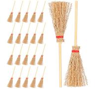 Alasum 50Pcs Miniature Dollhouse Brooms with Red String 9.5Cm DIY Fairy Garden Decoration Set for Playhouse and Halloween Scene Props