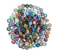 Alasum 50pcs Round Glass Gemstone Patches for Handmade Jewelry Making, Decorative Inlaying and Pasting Faces, Suitable for Earrings and with Beautiful Patterns