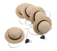 Alasum 5pcs Black Ribbon Mini Hats for Small Pets with Adjustable Chin Strap - Summer Sun Hats for Dogs, Cats, and Chickens - Large Size Outdoor Accessories