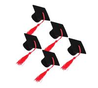 Alasum 5pcs Mini Doctoral Wine Bottle Caps in Red, Graduation Hat Shape Bottle Covers Made of Non-woven Fabric, Adds Festive Touch to Graduation Party Decorations for Wine Lovers