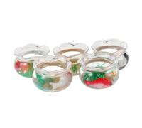 Alasum 5pcs Miniature Small Fish Bowls Plastic Aquarium with Realistic Plants Pet Accessory for Dollhouse Fairy Garden Desktop Decor
