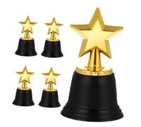 Alasum 5pcs Plastic Gold Star Trophies Set for School Sports Competitions, Decorative Compact Award Cups for Basketball, Soccer, and Party Prizes